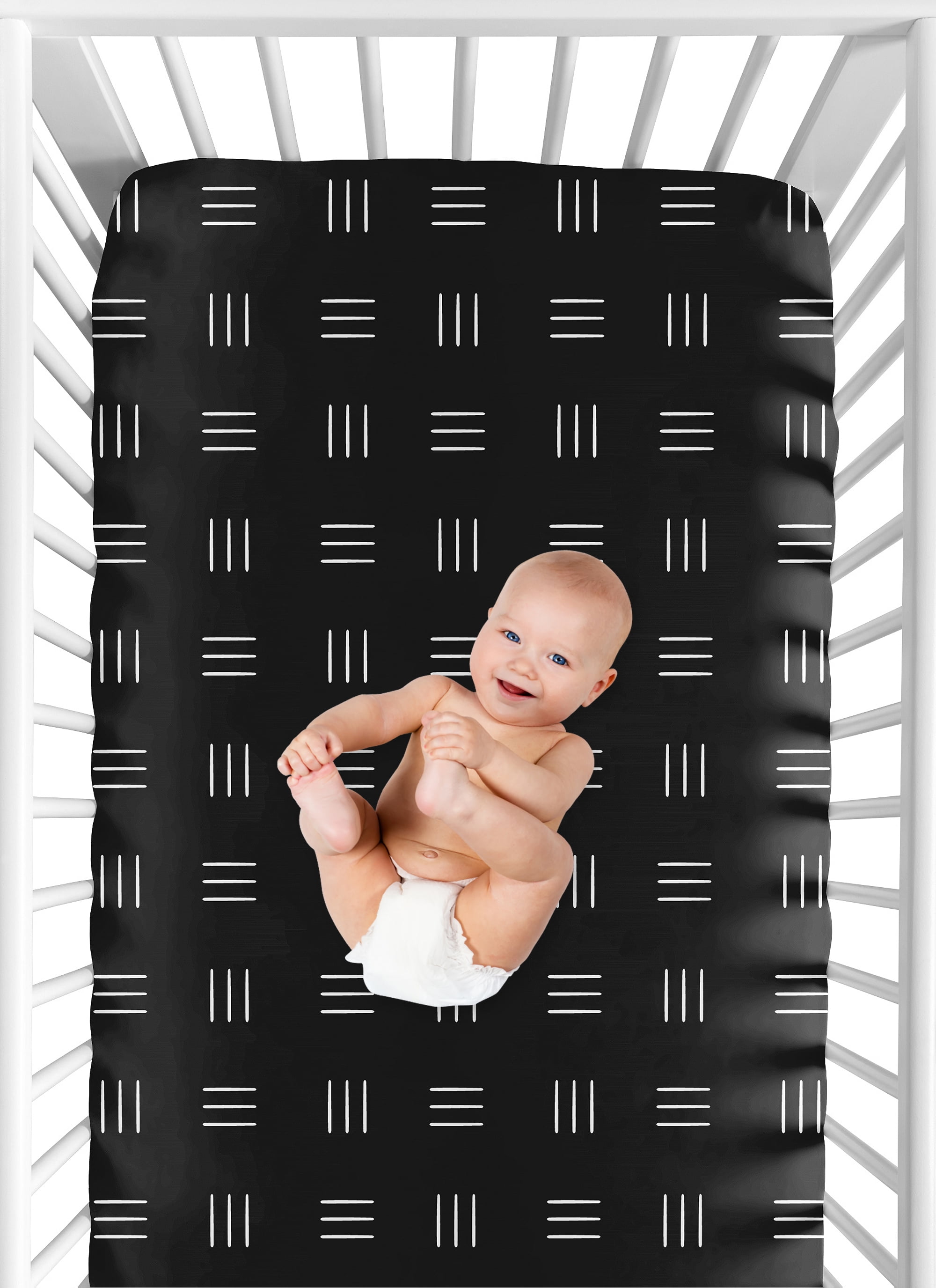 Boho Hatch Black and White Fitted Crib Sheet by Sweet Jojo Designs
