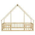 thumbnail image 2 of Twin Size Montessori Floor Bed Frame with Roof Design and Fence Shaped Guardrails, Playhouse Bed Frame for Girls/Boys Bedroom, No Box Spring Needed, Easy Assembly, Natural, 2 of 4