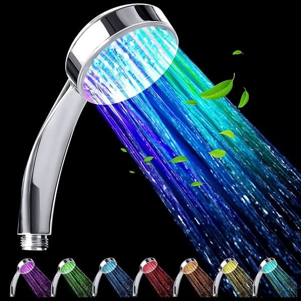 CQBB LED shower, shower head, light shower nozzle, color shower head, LED hand shower, 7 colors automatic switching, universal, chrome