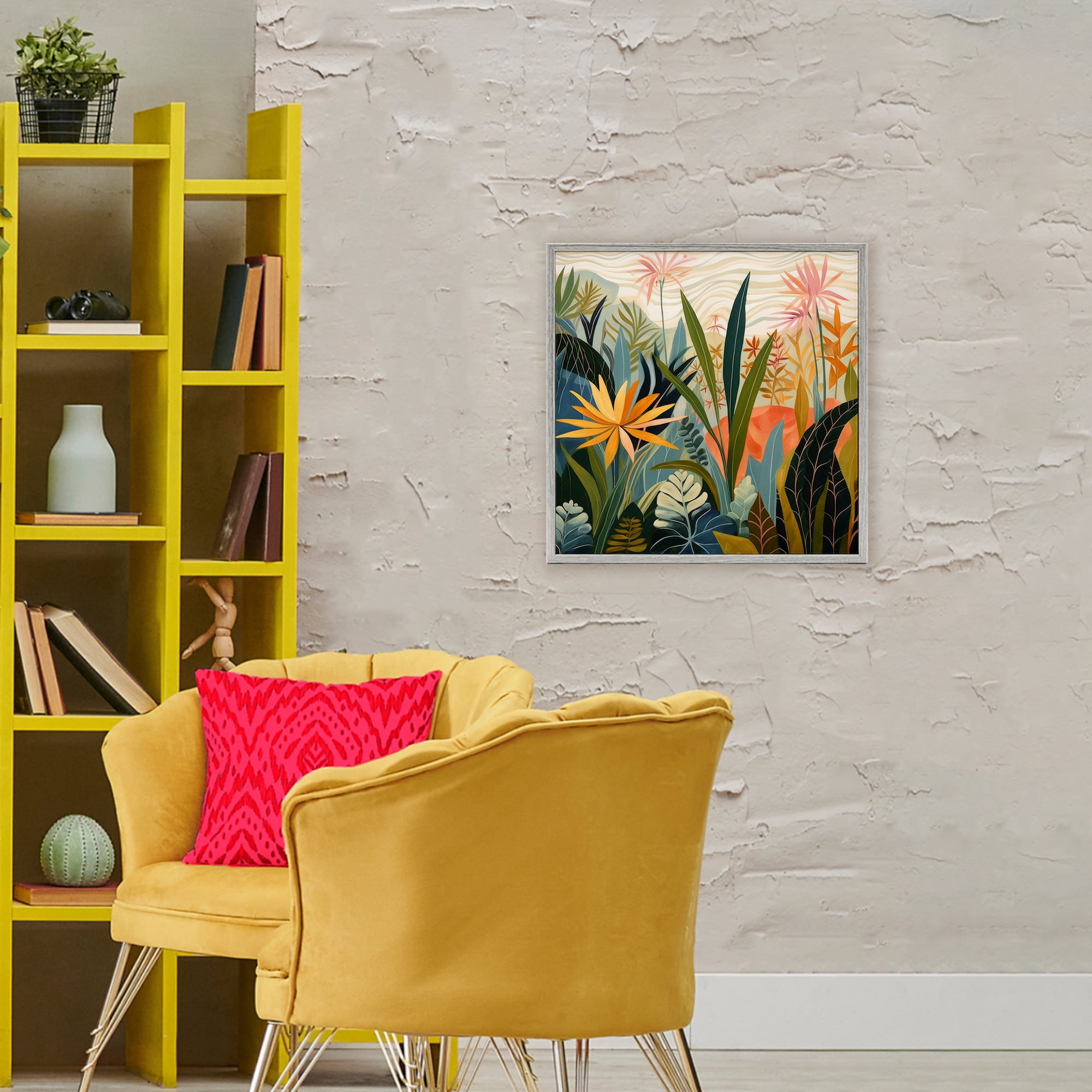 Stupell Industries Tropical Botanical Embrace Gray Framed Giclee Art, design by Lazar Studio