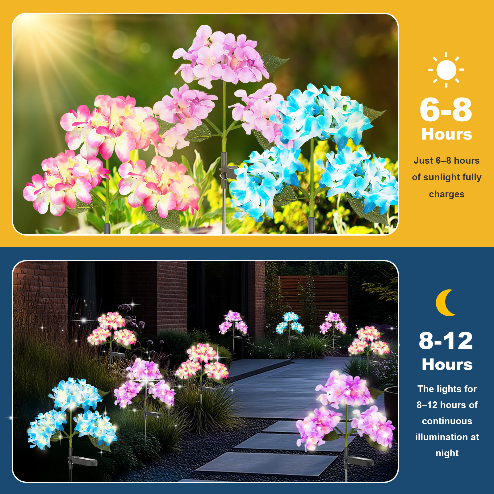 TopZoo Solar Garden Lights Outdoor, 3 Pack Flower Lights Hydrangea Garden Stake Decor for Yard Patio Landscape Planter Multicolor