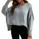 thumbnail image 1 of Ronda Masajeadores de cuello lado split suéter moda suelta manga larga Jumper Top para Otoño Invierno gris claro M, 1 of 8