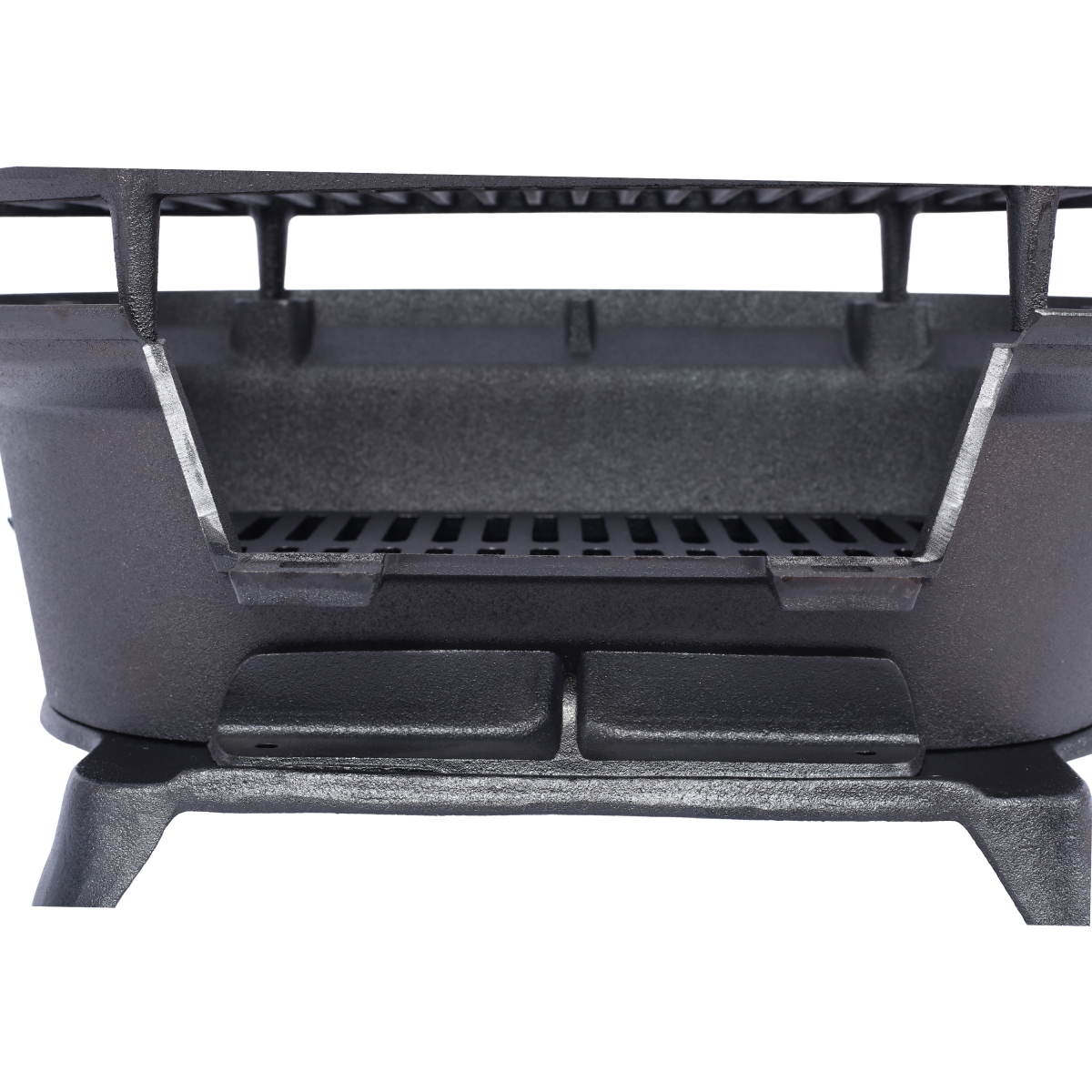 Oval Cast Iron Portable Charcoal Grill Tabletop Hibachi Grill 100% Cast Iron for Camping Patio Backyard