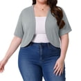 thumbnail image 5 of APEXFWDT Plus Size Shrug Cardigan Women Open Front Cardigan Short Sleeve Bolero Shrug for Dresses Summer Dress Cover Up,XL,Gray, 5 of 8