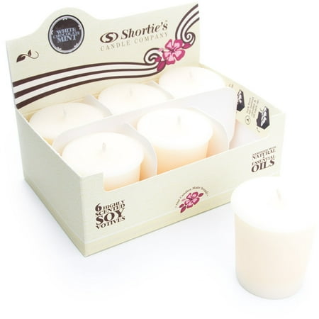 White Chocolate Mint Soy Votive Candles - Scented with Natural Fragrance Oils - 6 White Natural Votive Candle Refills - Bakery & Food Collection