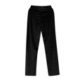 thumbnail image 5 of Women Solid Color Mid Waist Cotton Pants - Loose Straight, Pockets, Golden Velvet, Casual Trousers, 5 of 6
