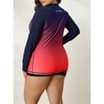 thumbnail image 7 of Sociala Women's Plus Zipper Rash Guard Long Sleeve Color Block Swim Shirt UPF 50+ Swimsuit Tops, 7 of 7