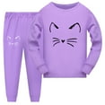 thumbnail image 1 of Hiiyo Pyjama à Imprimé de Chat de Dessin Animé pour Petit Garçon, Haut à Manches Longues et Pantalon, Tenue de Nuit, 1 of 4