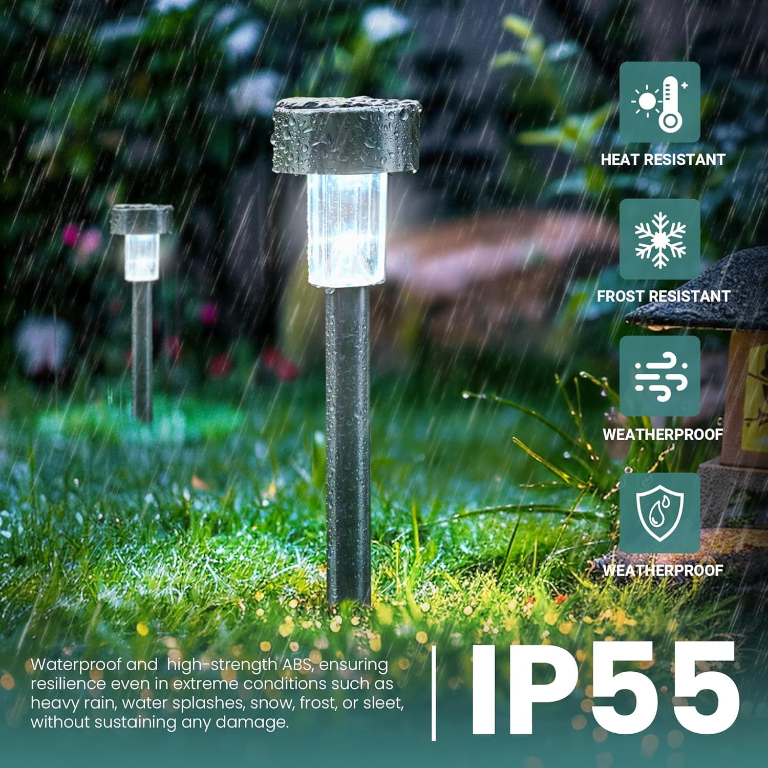 24 Pack Solar Path Lights Outdoor,Solar Lights Outdoor Waterproof,Stainless Steel LED Landscape Lighting,Solar Garden Lights for Driveway,Pathway,Patio,Yard