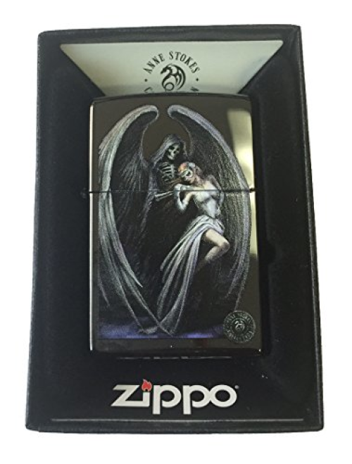 Zippo Custom Lighter Ann Stokes Artist Grim Reaper w/ Lady Ebony