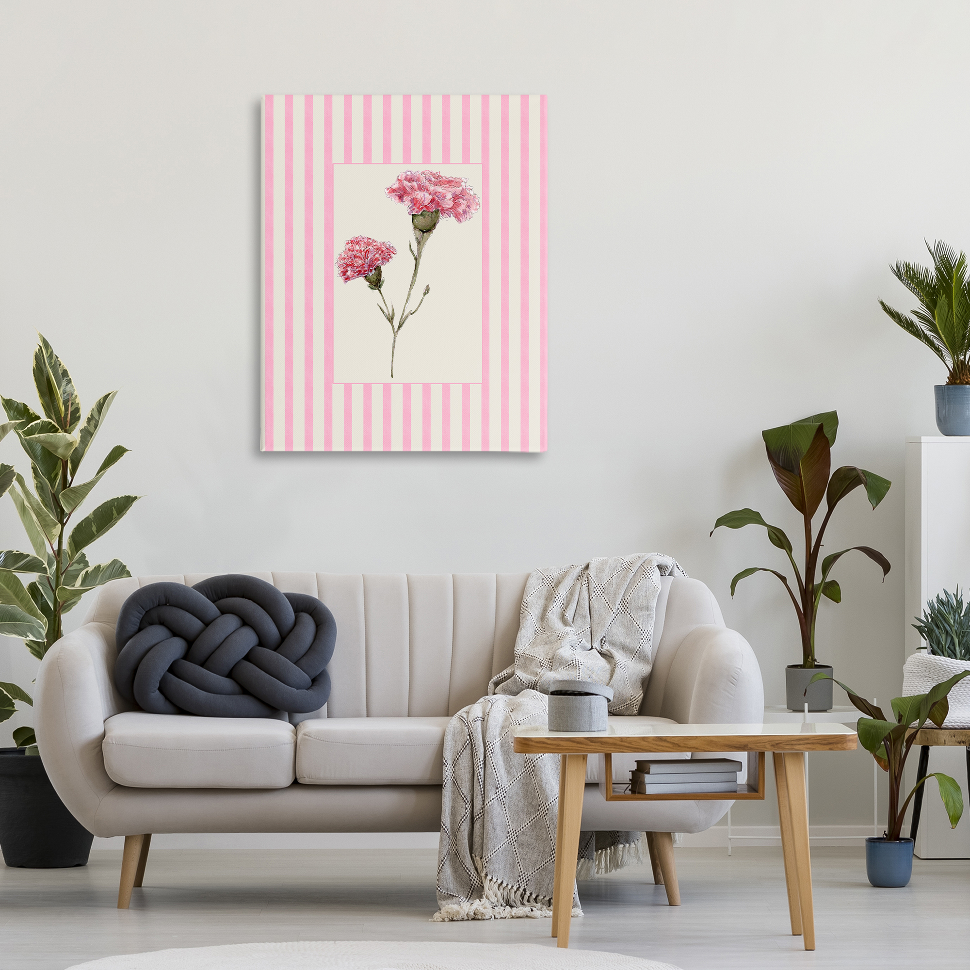 Pink Stripe Carnation Canvas Wall Art, design by Lisa Wehmeyer