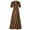 Brown, variant on Dress Women Evening Gown Short Sleeve Summer Womens Midi Dresses V-Neck Tunic Lace up Party Fancy Plain Dresses