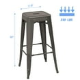thumbnail image 4 of Lacoo Indoor-Outdoor 30" Modern Tolix Style Metal Backless Light Weight Bar Stools with Square Seat, Gun, 4 of 4