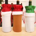 thumbnail image 3 of Lot de 3 sacs de bouteille de vin de Noël avec cordon de serrage réutilisables pour bouteille de vin de Noël, Noël, Père Noël, renne, bonhomme de neige, housses de bouteille de vin, sacs cadeaux pour, 3 of 5