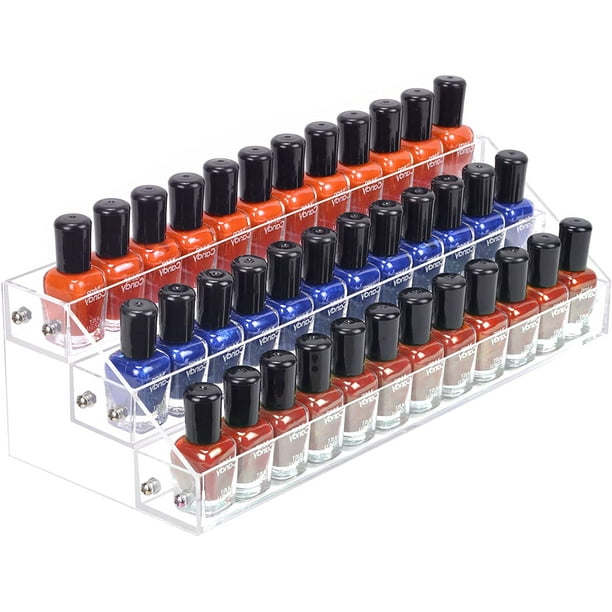 Estante organizador de esmaltes de uñas transparentes, expositor acrílico para esmaltes de uñas, gafas de sol, pinturas, aceites esenciales, maquillaje, 3 unidades