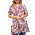 thumbnail image 2 of Aloohaidyvio Plus Size Shirts for Women,Cotton Tops for Women Summer Boho Printed Soft T-Shirt Short Sleeve Round Neck Tunic Blouse Casual Loose Basic Tee, 2 of 4