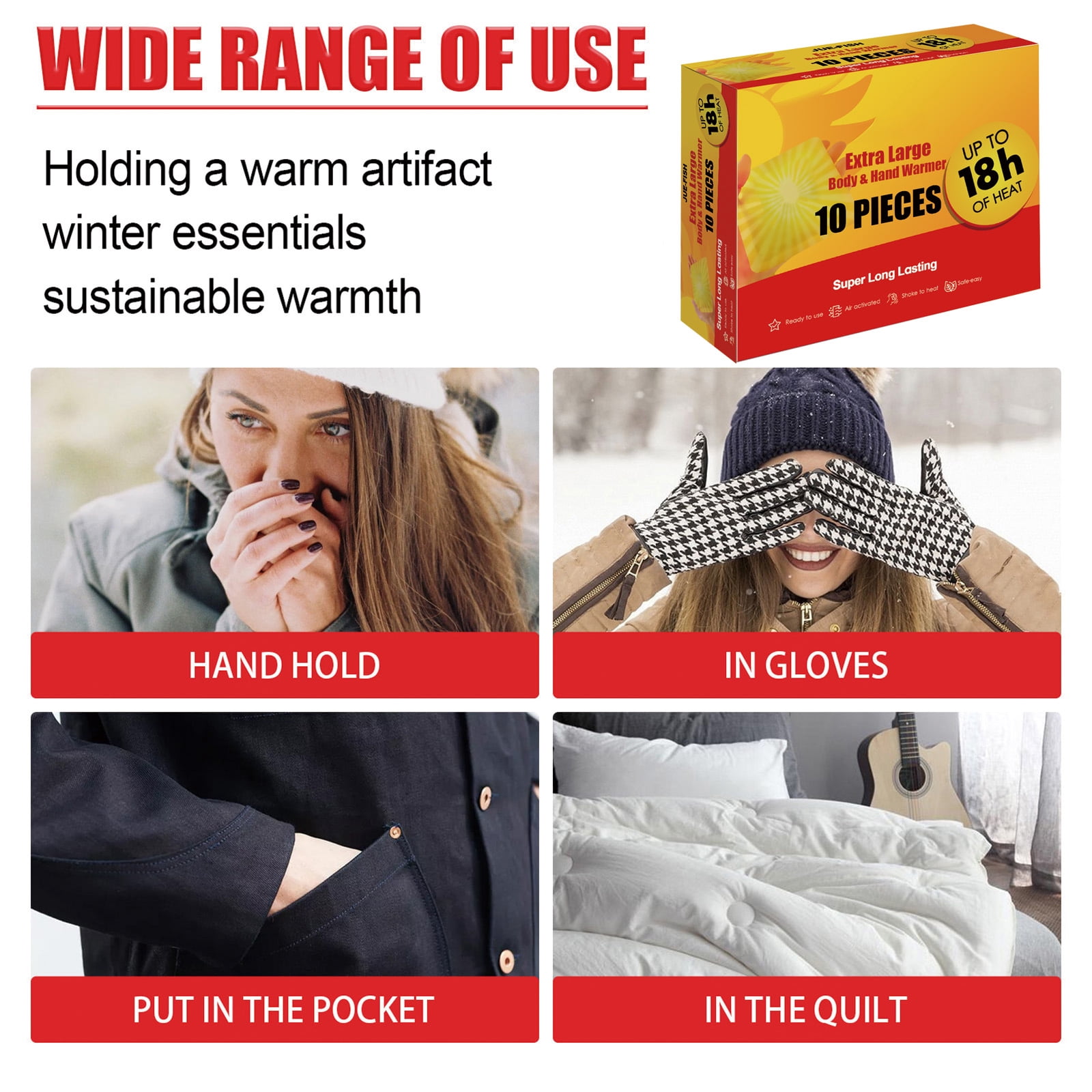 Alvantor Hand & Body Warmers for Cold Weather, Warm Patch 18 Hours Long Lasting Air Activated Portable,10PC/pack