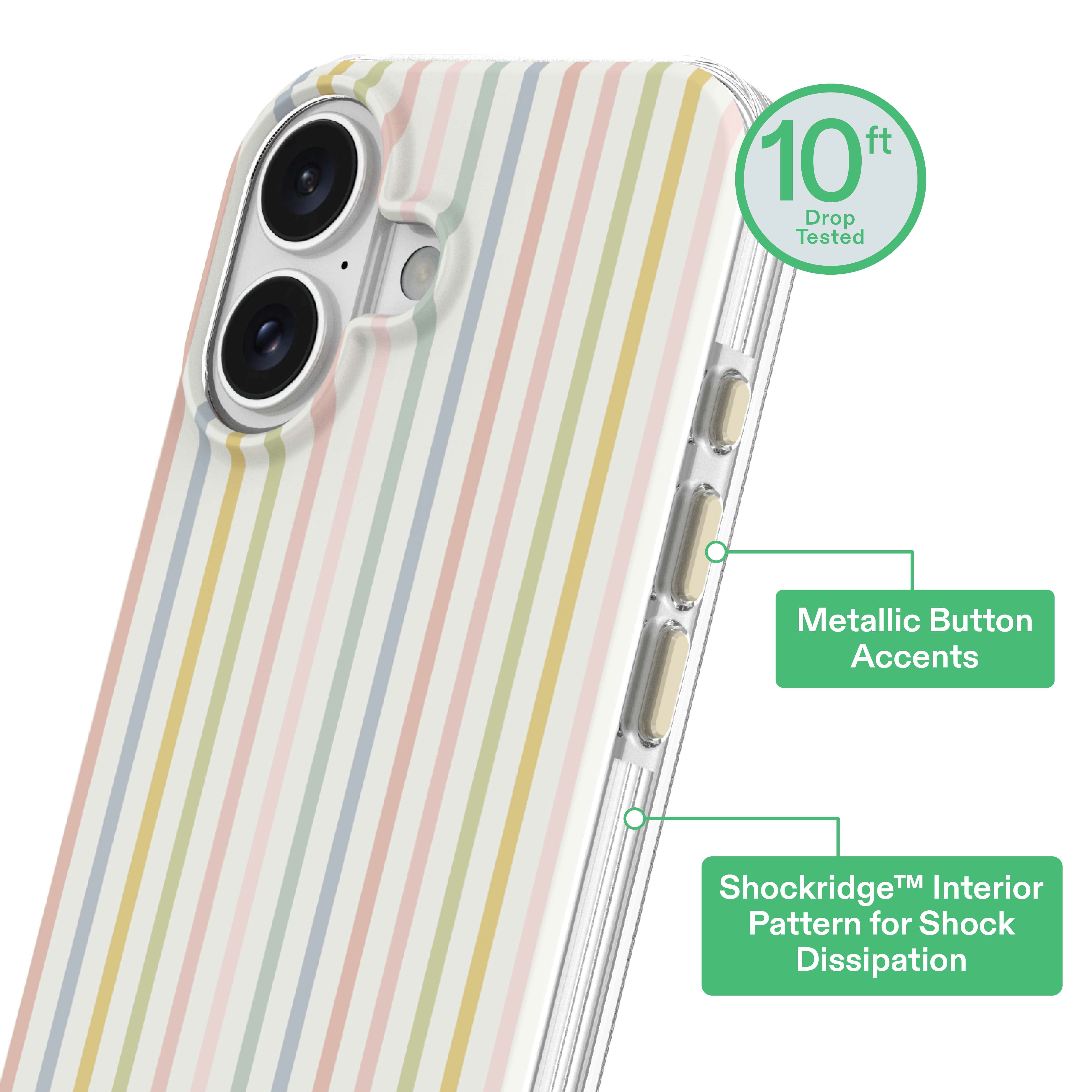 onn Phone Case for iPhone 17, MagSafe Compatible - Multicolor Stripe
