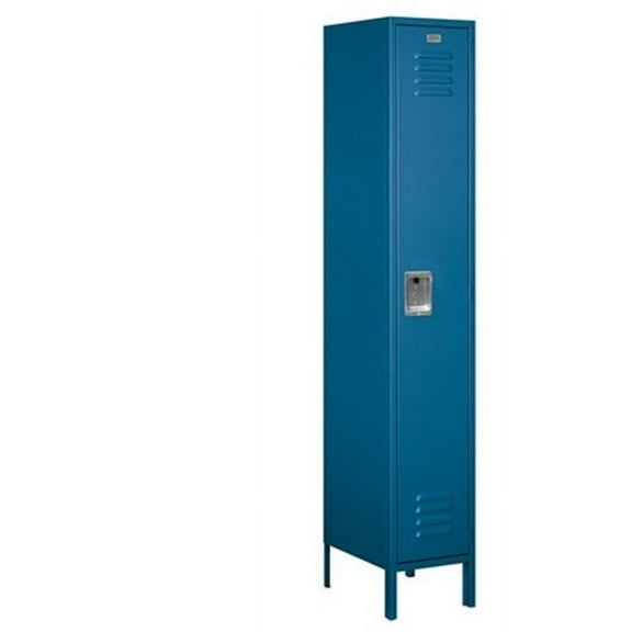 15" Wide Single Tier Standard Metal Locker - 1 Wide - 6 Feet High - 18 Inches Deep - Blue - Assembled