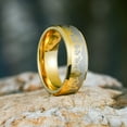 thumbnail image 6 of King Will Mens 8mm Tungsten Carbide Wedding Band Gold Plated Silver Lasered Brushed Mountain Trees Polished Beveled Edge Comfort Fit Ring Size 13, 6 of 7