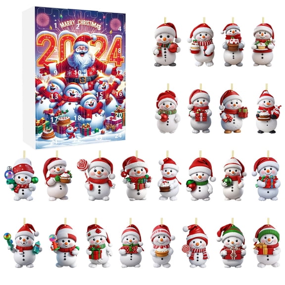 njshnmn Snowman Ornaments For Christmas Tree Hanging Christmas Decorations Holiday Decor Xmas Party Supplies Classroom Calendar Set Red