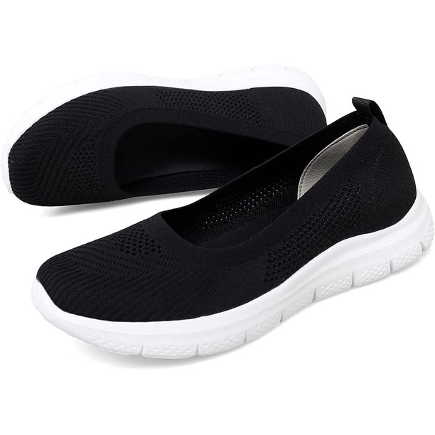 Xishao Calzado de Caminata Flats para Mujer Malla Casual Cómodas Zapatillas de Trabajo Negro 26.5 cm Negro 26.5 cm Xishao ropa