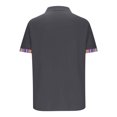 thumbnail image 4 of Blusa y camisa de manga corta con cuello vuelto para hombre, informal, de verano, con cuello en V y retazos, de manga corta, de poliéster, 4 of 4