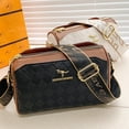 thumbnail image 5 of Checkered Shoulder Bag for Women, Retro Wide Strap Crossbody Purse, PU Leather Fashion Handbag, 5 of 8
