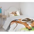thumbnail image 4 of Ambesonne Cartoon Quilted Bedspread Set 2 Pcs, Cow with Blue Eyes Grass, Twin Size, Royal Blue and Cinnamon, 4 of 6