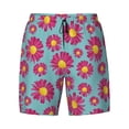 thumbnail image 4 of Lsque Mens Swim Trunks Daisies Flowers Pattern - Bathing Suit Compression Liner - Beach Swim Shorts Swimwear - (S-3XL) - Stretch Quick Dry -Small, 4 of 9