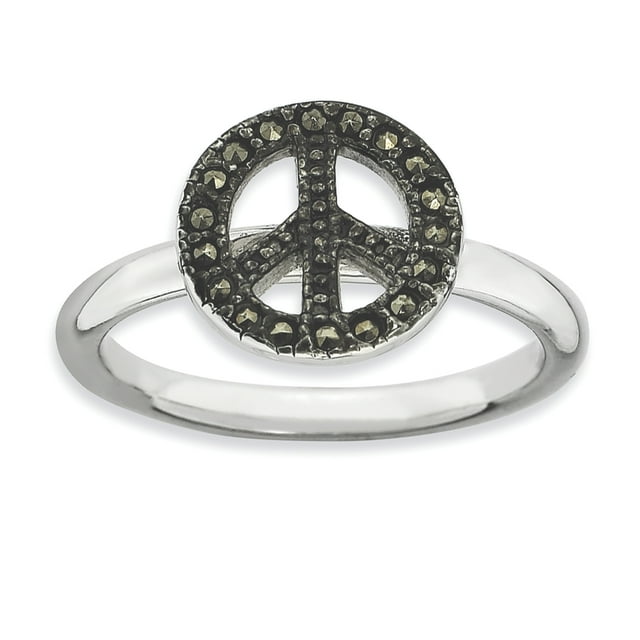 Bague Signe de Paix Stackable Expressions en Argent Sterling Taille 5