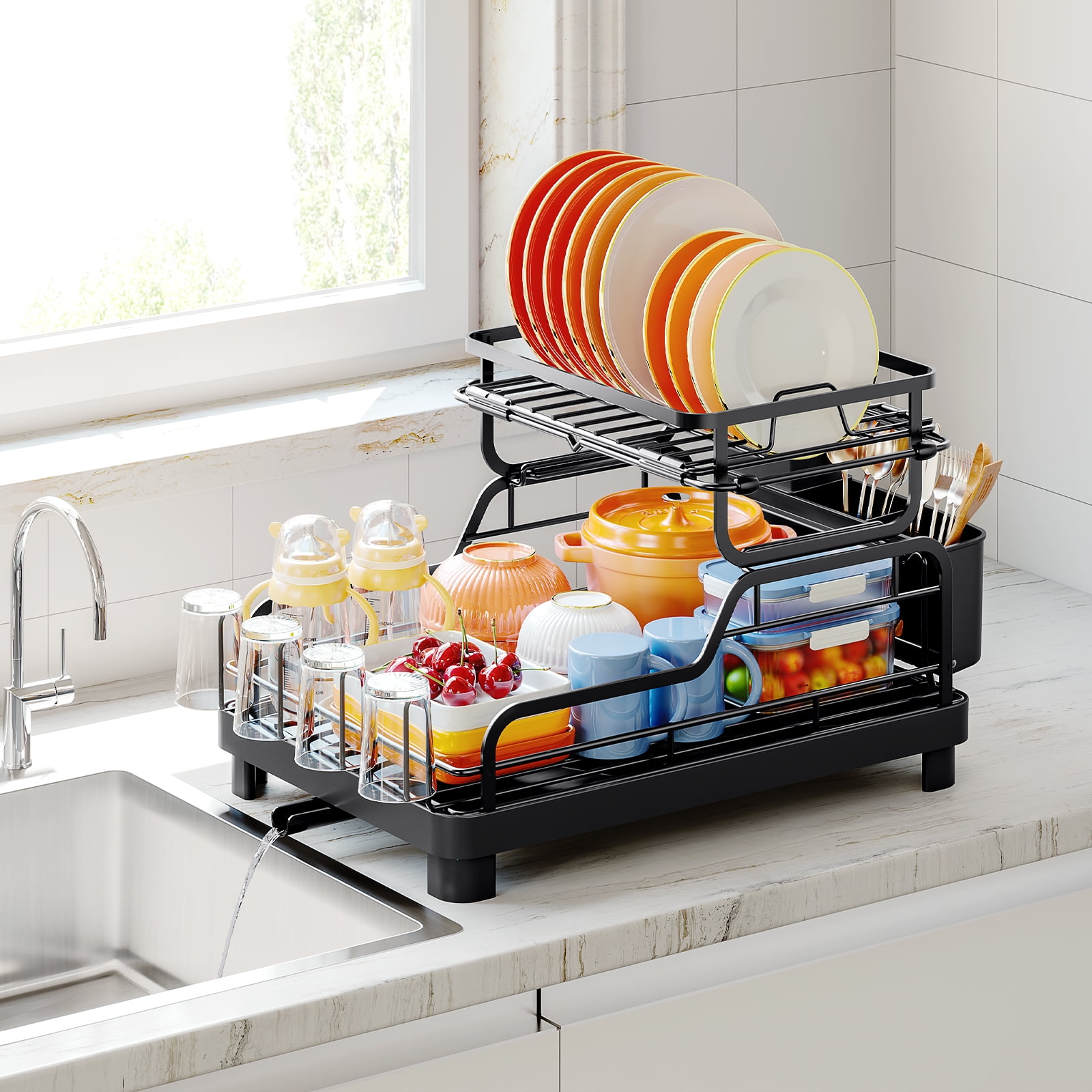 Kitchen Sink Kitchen Dish Rack Amazon 2-Tier Dish Drying Rack With