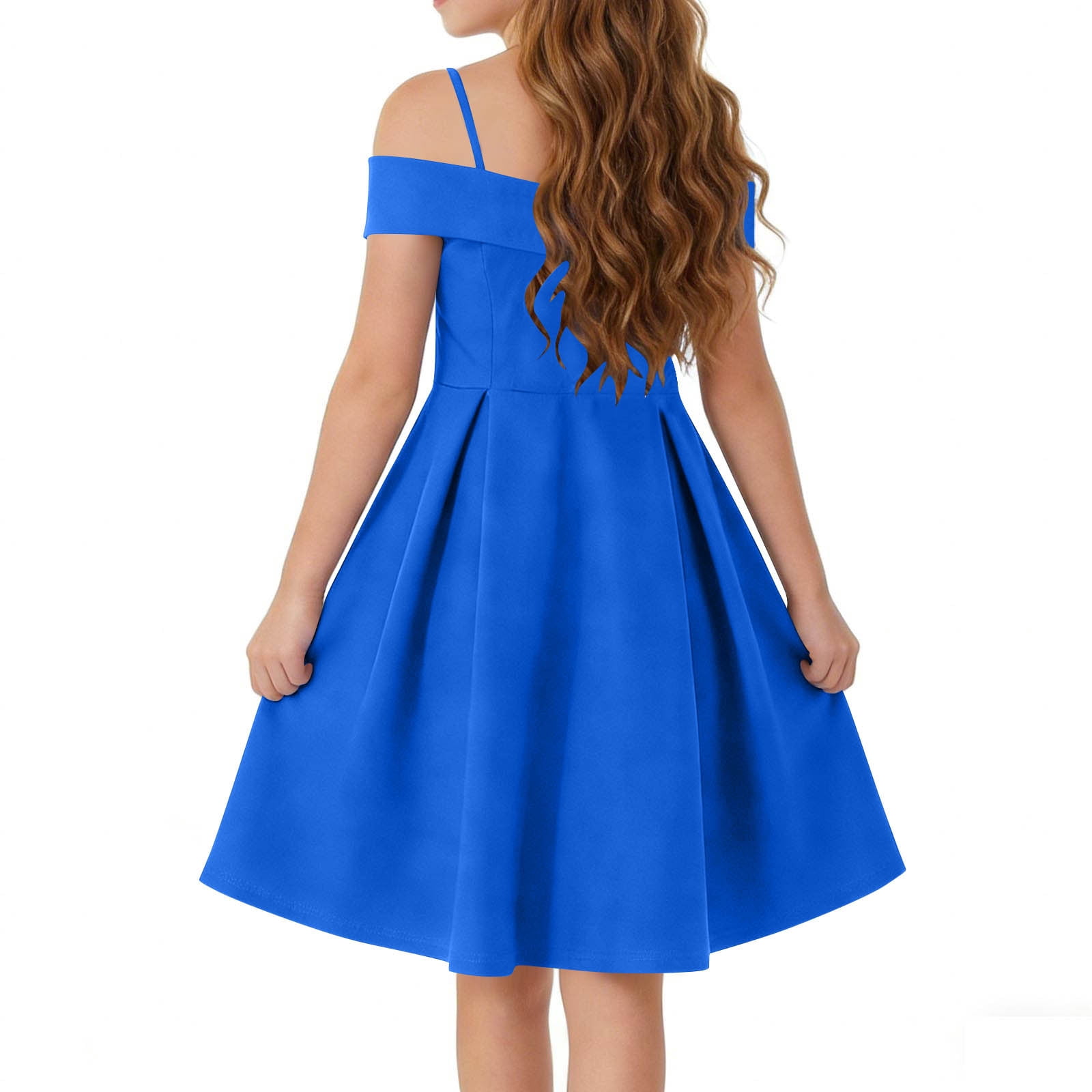 ATOGUTA Teen Dress Flowy Long Tween Formal Dress for Wedding Birthday Party Dance Gown Size 6-14, Blue