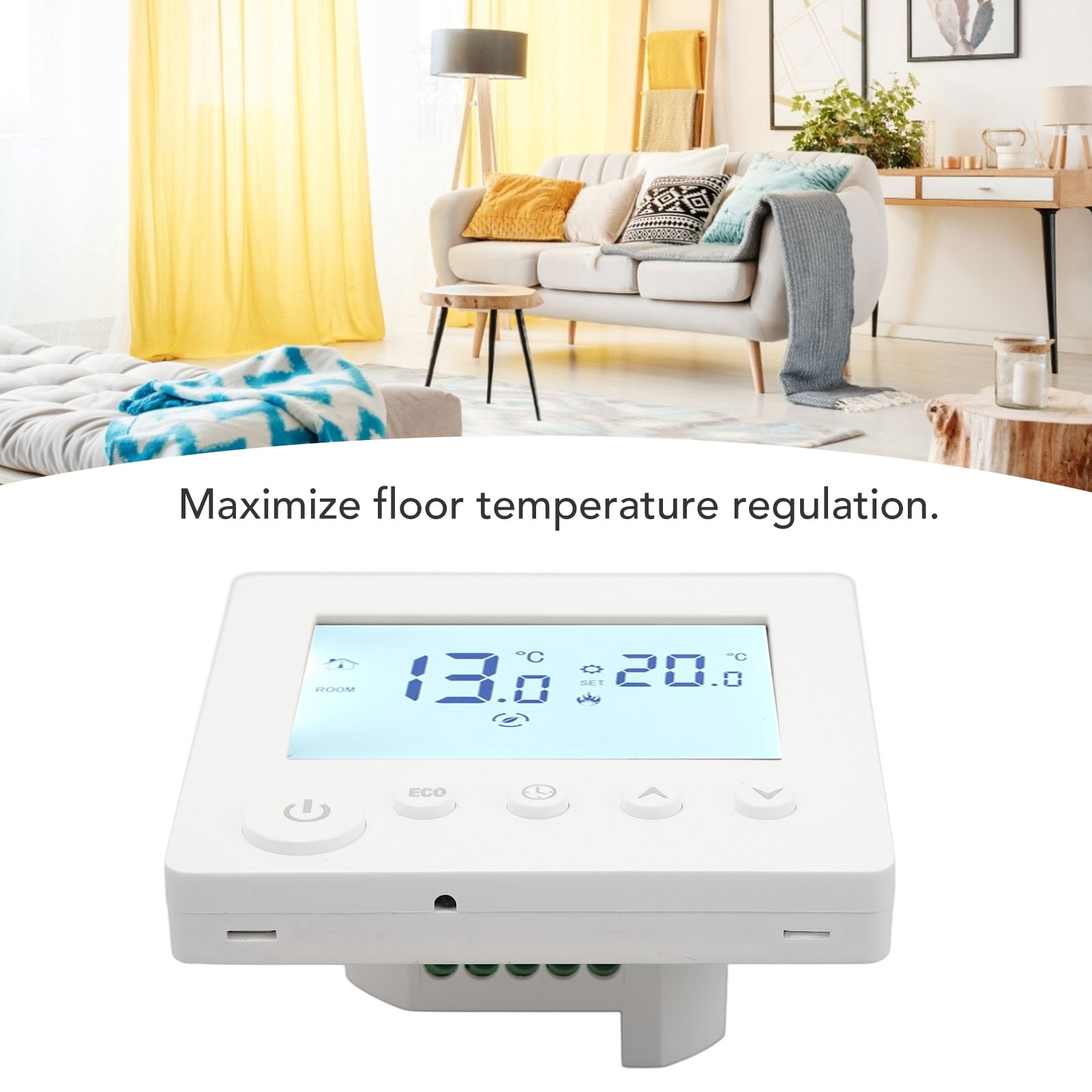 BIMZUC Smart Floor Heating Thermostat Programmable LCD Digital Controller AC 90V-240V Energy Saving Home Temperature Control Panel Mountable Electric Water Heating Regulator System (3.94 inches)
