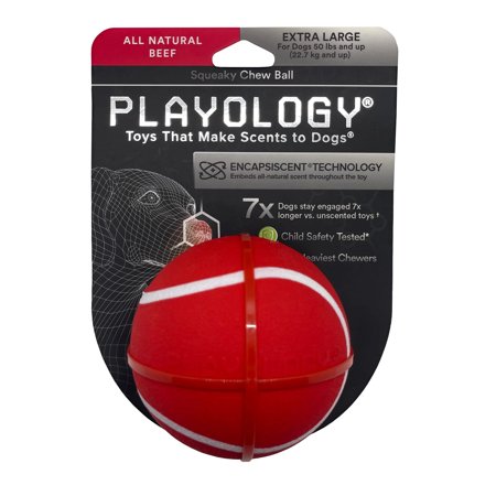 UPC: 0810045332895 | Playology Squeaky Dog Chew Ball Toy  All-Natural Beef Scent  Extra Large Red