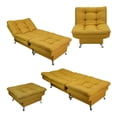 thumbnail image 2 of Sofá Cama Individual Sillón y Taburete NORVAL Florencia Moderno en Lino Mostaza estructura de madera con pata cromada, 2 of 8