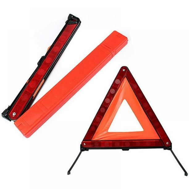 Reflective Triple Triangle Car Warning Sign, Foldable Emergency Warning Triangles Breakdown