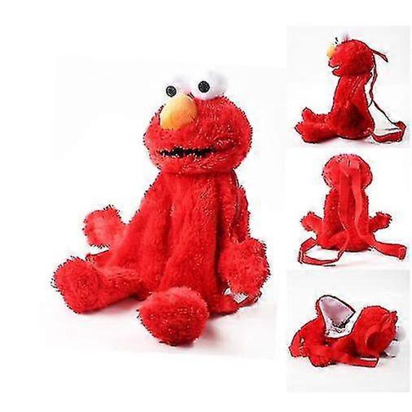 Red 45cm Sesame Street Backpack Elmo Cookie Man Big Bird Soft Plush Bag Birthday Gift