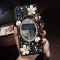 thumbnail image 6 of Designer for iPhone 12 Pro Max Mirror Case with Bling Gemstone,3D Glitter Sparkle Diamond Phone Case，Luxury Shiny Crystal Rhinestone Protective Cover for Women/Gril(Black Gems), 6 of 9