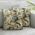 thumbnail image 3 of Leisuo Vintage Pillow Cushion Cover, Oriental Scroll with Swirling Leaves with Eastern Design Inspirations, Decorative Square Accent Pillow Case, Blue Beige Tan, 3 of 5