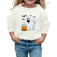 thumbnail image 3 of Tfken Halloween Toddler Kids Girls Sweatshirt Long Sleeve Crew Neck Cartoon Print Pullover Sweater Trendy Soft Tops Size 13-14 Years White, 3 of 4