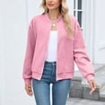 thumbnail image 4 of yocbz Womens Rain Jacket With Hood Women's Zip Up Textured Lightweight Bomber Jacket Casual Long Sleeve Outerwear Pink,Size for S, 4 of 9