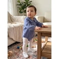 thumbnail image 6 of RUINIXCW Baby Boy Fall Romper Adorable Solid Color Long Sleeve Doll Collar Button Up Jumpsuit, 6 of 9