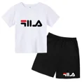 thumbnail image 2 of Camiseta de verano para niños y niñas, regalo de cumpleaños, de 3 a 13 años, camiseta y pantalones cortos, conjunto deportivo informal de moda con letras de marca, bonito diseño para niña, 2 of 5