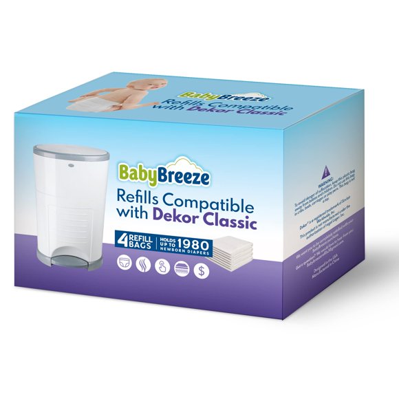 Bolsas de Desecho BabyBreeze para Cubo de Pañales – Pack de 4 con Aroma a Polvo