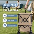 thumbnail image 5 of Double Decker Folding Wagon, 2-Tier Heavy Duty Utility Cart with 440lbs Capacity, 320L Extra Large Collapsible Wagon with All Terrain Wheels for Camping, Beach, Grocery, Brown, 5 of 7