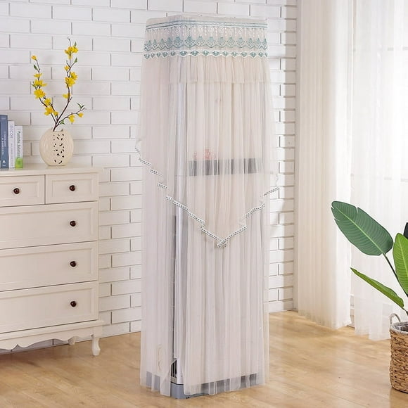 Nvzi 1 pieza de cubierta de aire acondicionado cuadrada con borde bordado azul de encaje, cubierta de gabinete vertical, cubierta antipolvo, cubierta decorativa 52 * 30 * 170 cm