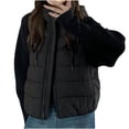 thumbnail image 2 of Women's Oversized Quilted Coats, Knit Sleeve Patchwork Jackets Thick Warm Cotton Padded Jacket Winter Outwear Coat with Pockets Black M, 2 of 7