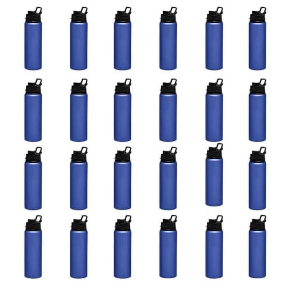 Pack of 24 - Premium 25 Oz. Blue Aluminum Water Bottles With Snap Lid