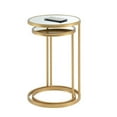 thumbnail image 1 of ViscoLogic Roven Glass Mirror Metal Frame Mid-Century Nested End Table Living Room Side Table (Gold Color), 1 of 6